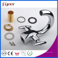 Fyeer Chrome Plated Crooked Long Spout Dual Handle Deck Mounted Basin Sink Faucet Water Mixer Tap Wasserhahn